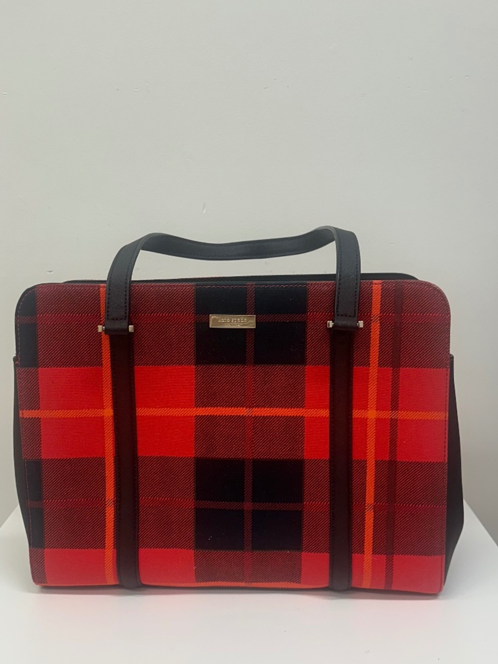 Kate Spade Red Plaid Tote Bag - Picture 2 of 4